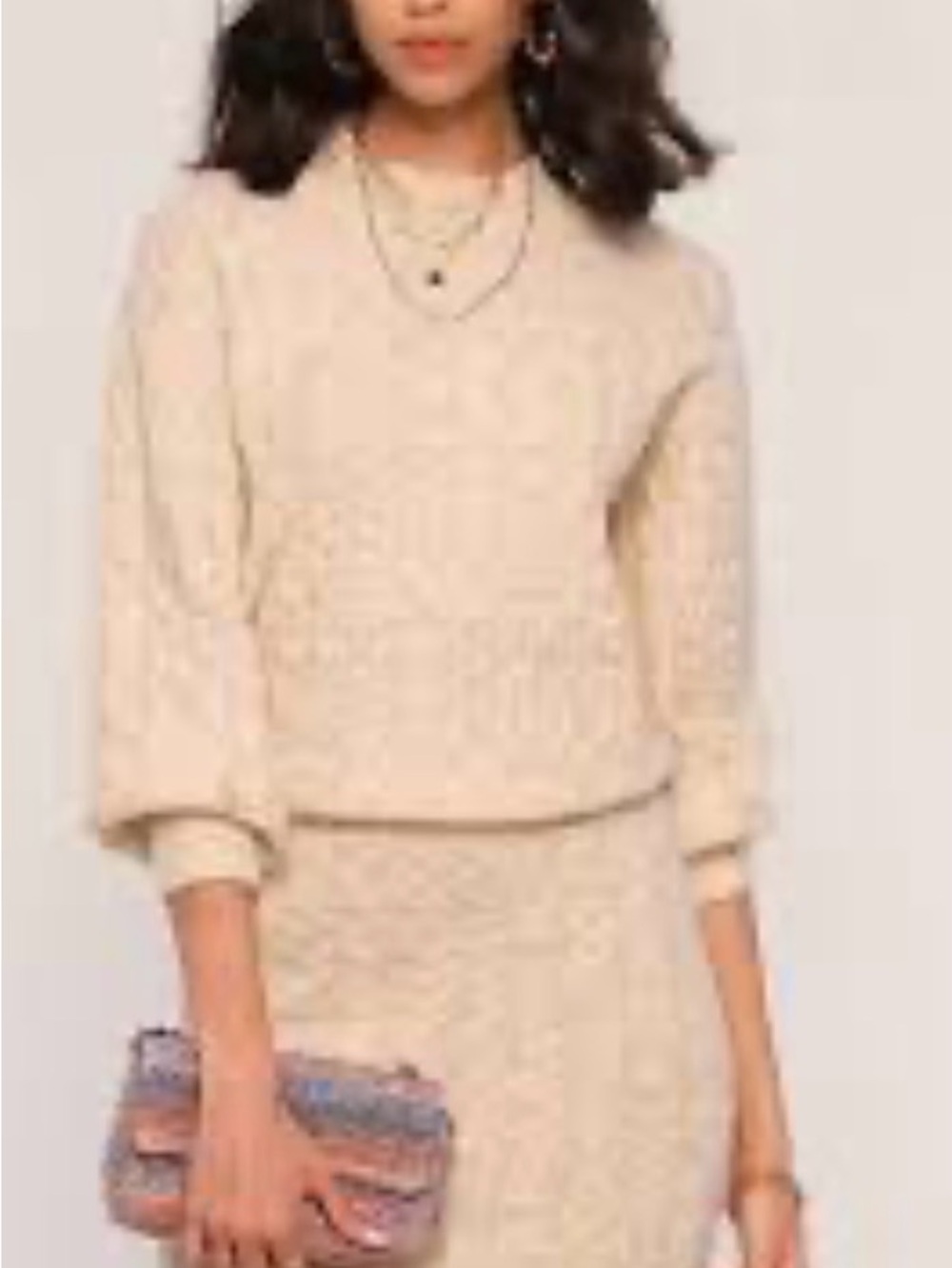 Heartloom 2pc set Revolve Cream Cable-Knit Mock Neck Sweater XS